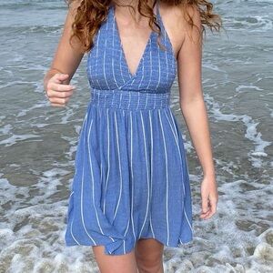 O'Neill Blue Striped Halter Summer Dress